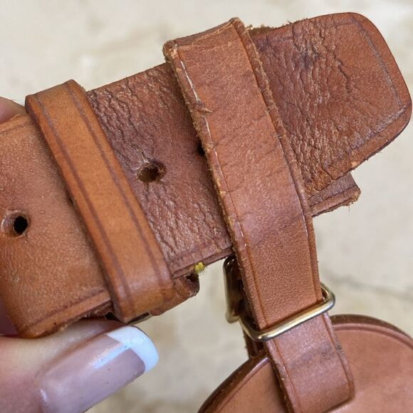 Vintage Louis Vuitton Vachetta Leather Luggage Tag & Poignet - Picture 4 of 9
